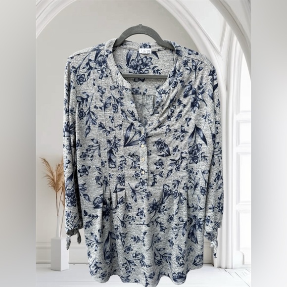 Westport Tops - Westport Floral Long Sleeve Top 1X